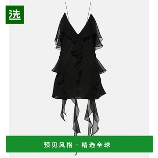 black黑色 香港直邮KHAITE 荷叶边真丝雪纺上衣 Piet 舒适时 女士