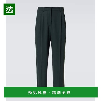 1h可退 香港直邮The Row 男士 Silas 羊毛混纺直筒长裤 green绿色