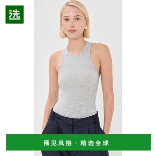 1h可退 香港直邮TIBI 女士 Circular T 精美罗纹背心 grey灰色 舒