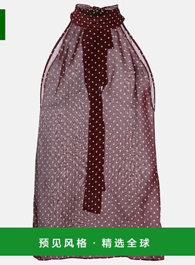 1h可退 香港直邮NILI LOTAN 女士 Alla 波尔卡圆点挂脖真丝上衣