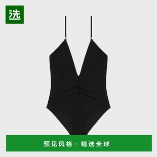 1h可退 褶皱设计哑光针织连体泳衣 欧洲直邮CELINE赛琳