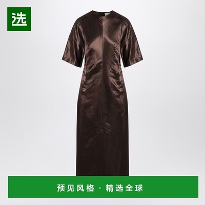 1h可退 香港直邮LOULOU STUDIO 女士 长款棕色亚麻真丝连衣裙 RUB