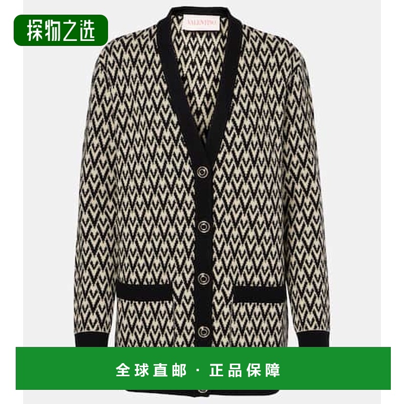 香港直邮valentino 华伦天奴 女士 Toute La V领初剪羊毛提花针织