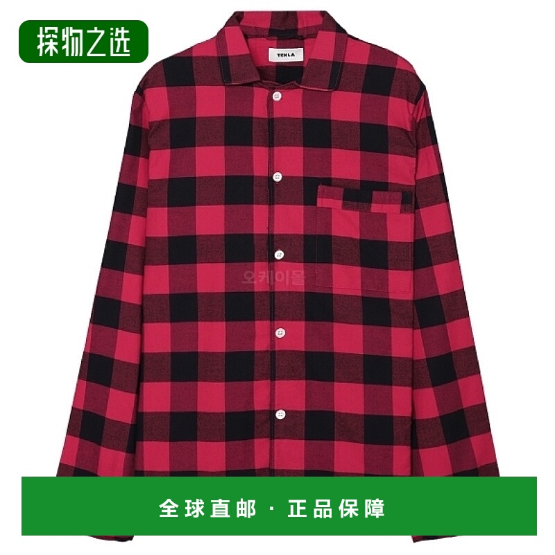 韩国直邮TEKLA 法兰绒睡衣衬衫 (SWT RDG) 长袖衬衫