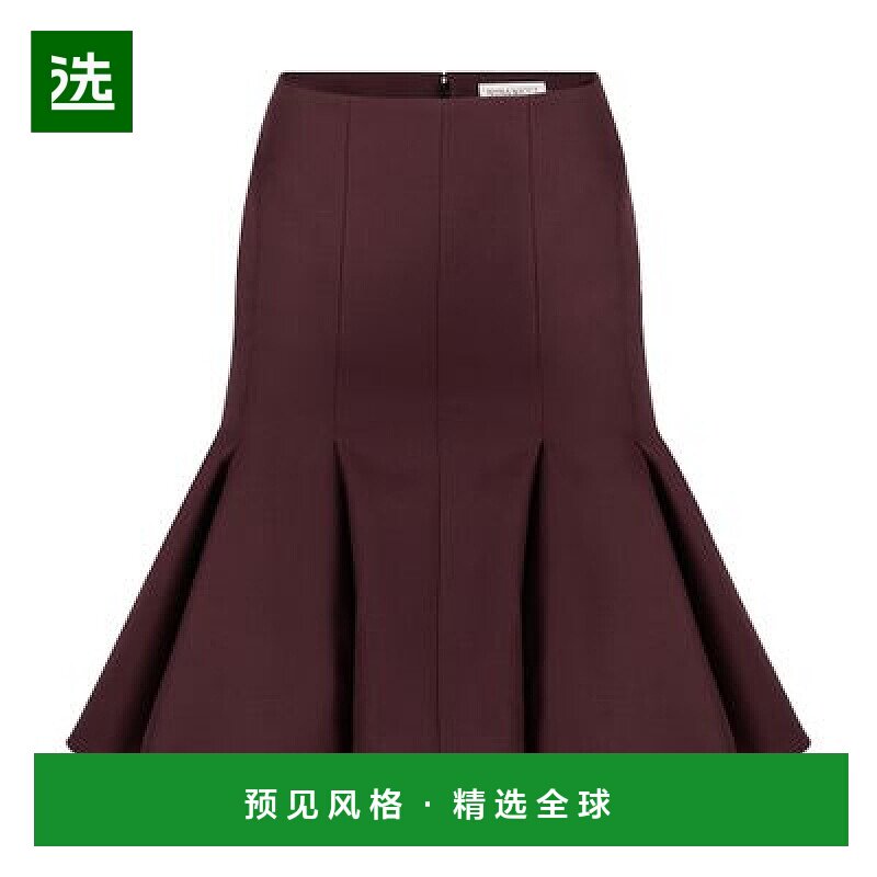 欧洲直邮NINA RICCI 荷叶边羊毛中长半身裙正品时尚百搭 高级
