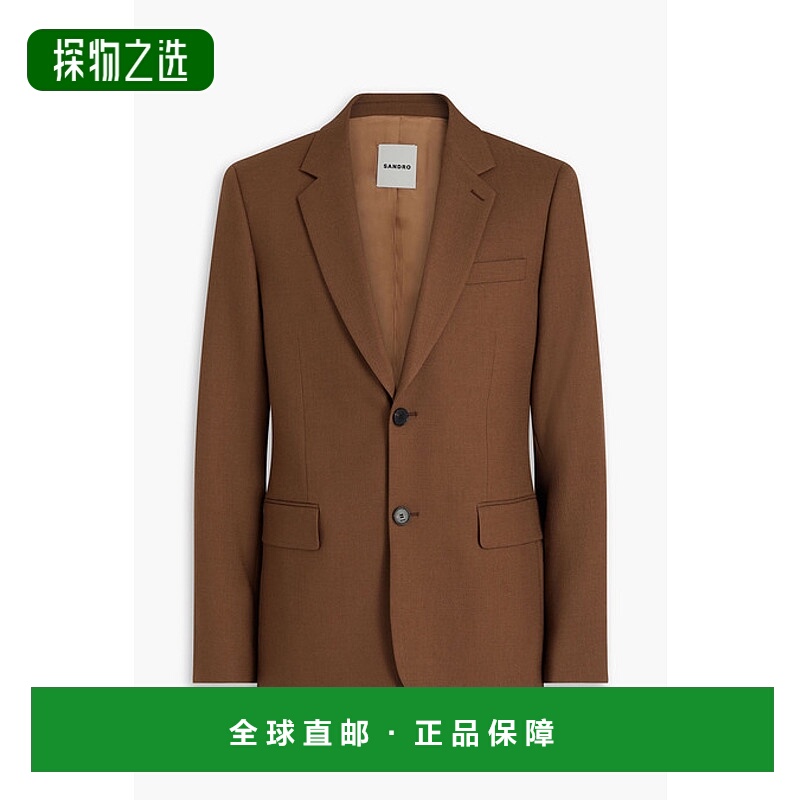 香港直邮Sandro 男士 de poudre 粒纹羊毛混纺西装外套 SHPVE0082
