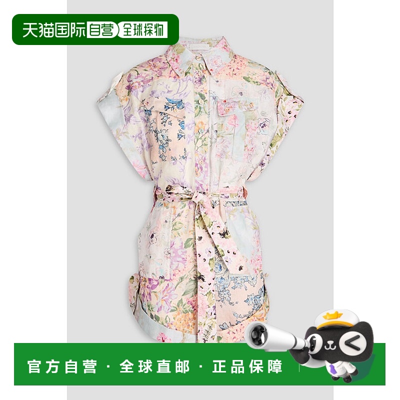 1h可退 香港直邮ZIMMERMANN 女士 印花亚麻连体衣 9867YSS241SPLI