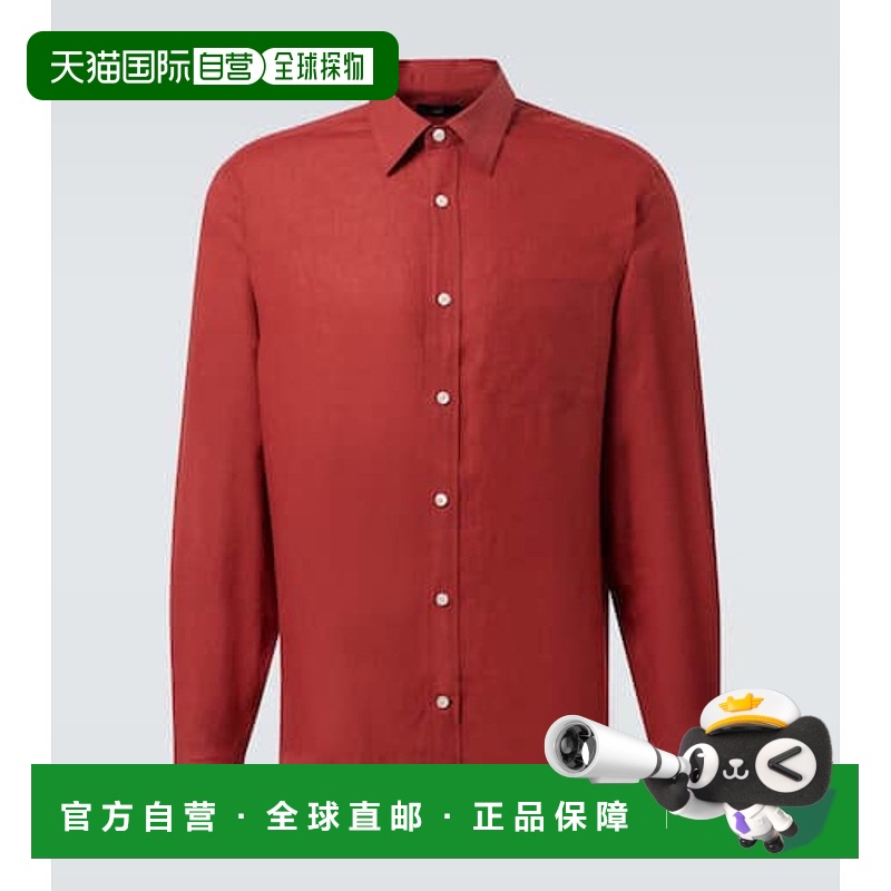 1h可退 香港直邮Dunhill 登喜路 男士 亚麻衬衫 red红色 舒适时尚