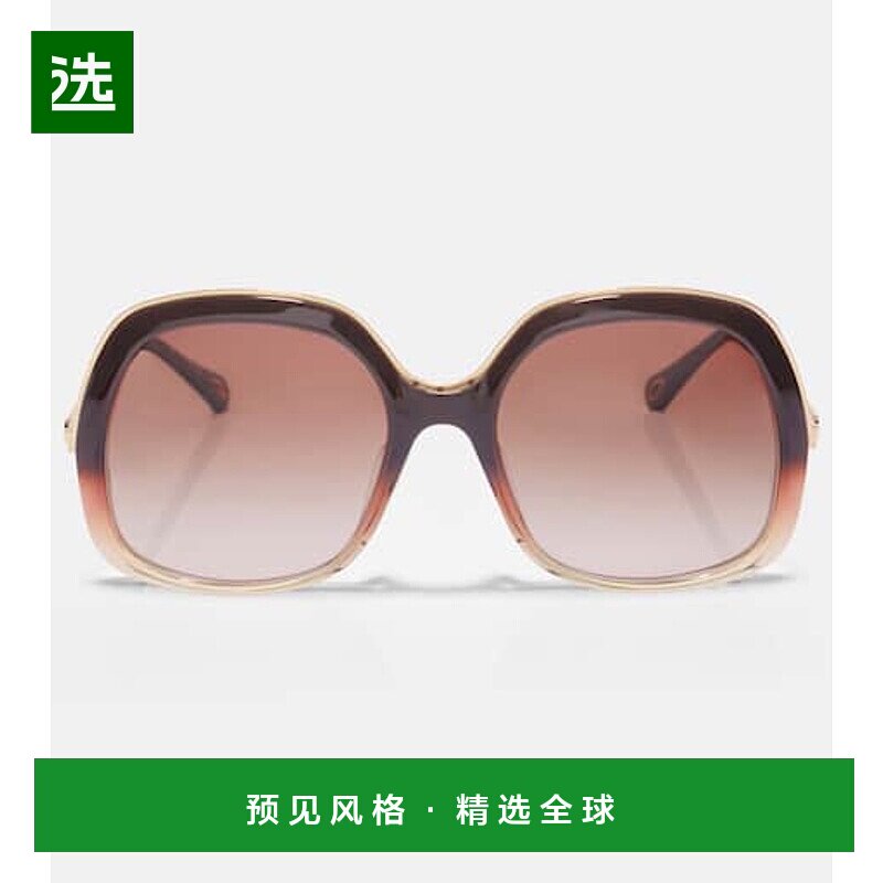 1h可退 香港直邮Chloe 蔻依 女士 Leia 方框太阳眼镜 brown棕色