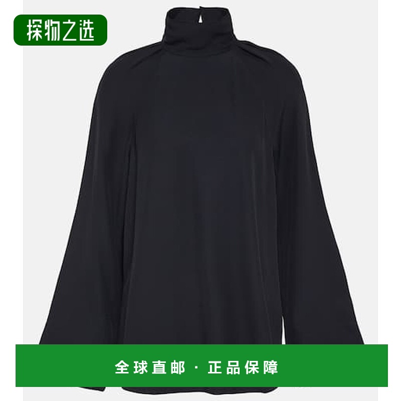 香港直邮TOTÊME 女士 高领缎面衫 blue蓝色 舒适时尚