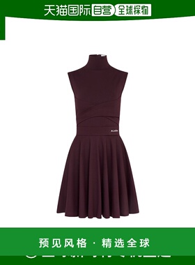 香港直邮Alaia 徽标连衣裙 AA9R12204J047高领短款