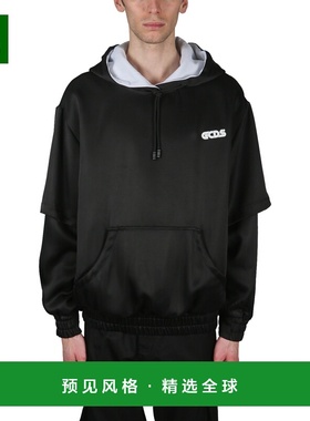 1h可退 香港直邮Gcds 男士 双带帽运动衫 AFW21M020151BLACK
