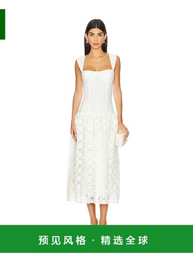 1h可退 香港直邮Weworewhat 女士 束腰蕾丝裙摆中长连衣裙 WWD124