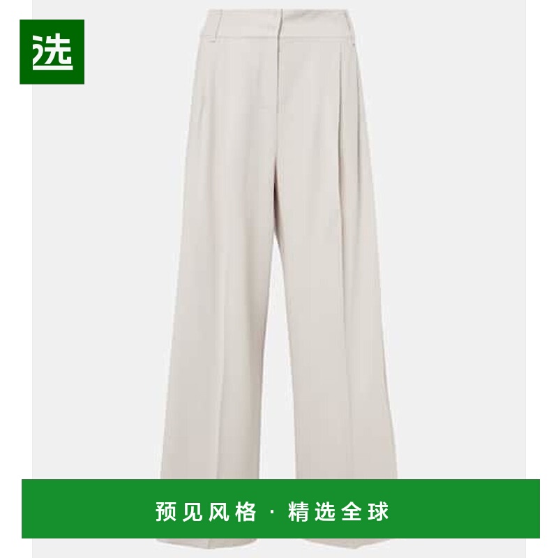 1h可退 香港直邮'S Max Mara 女士 Nichols 羊毛阔腿裤 white白色