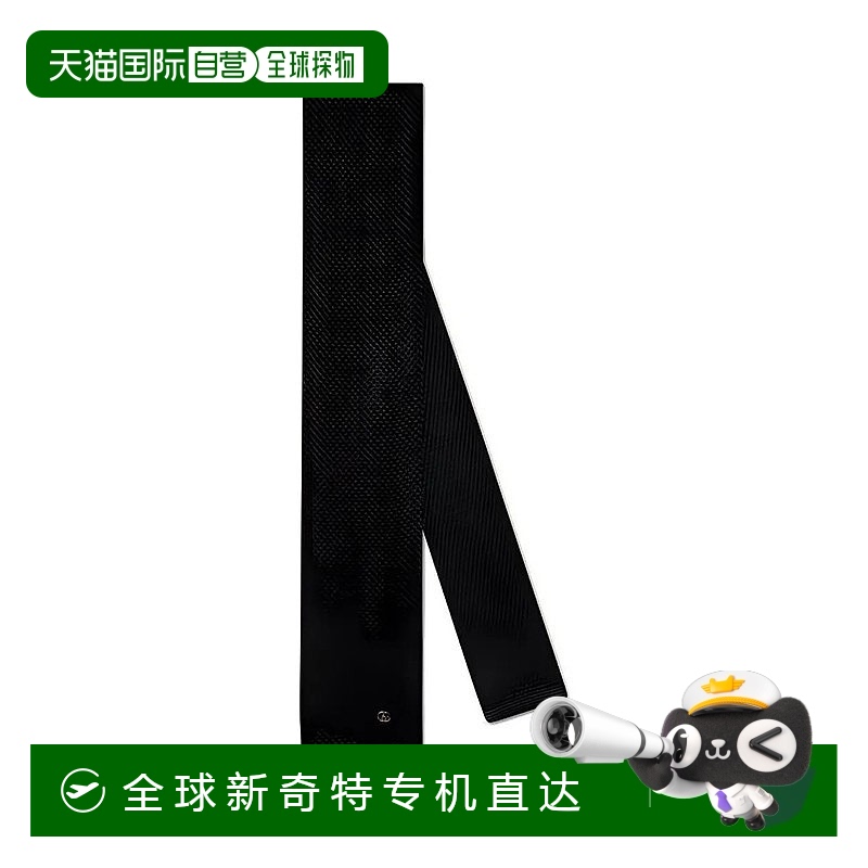 欧洲直邮Gucci/古驰 男士黑色真丝双G徽标丝绸舒适可调节领带