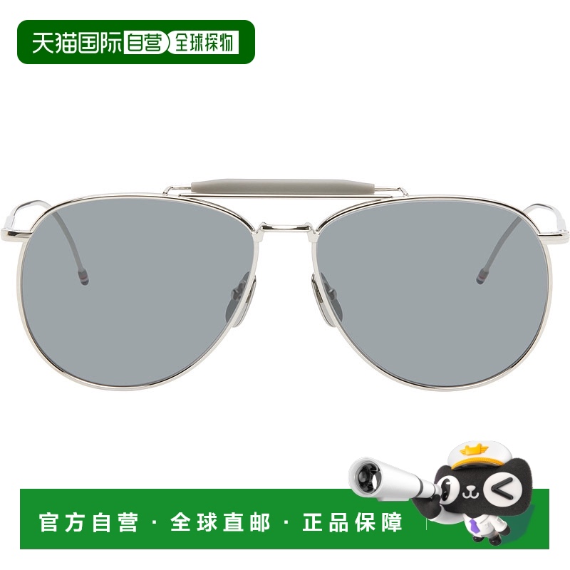 1h可退 香港直邮Thom Browne 汤姆·布朗 男士 银色飞行员太阳镜