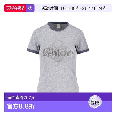 香港直邮Chloe 蔻依 女士 Chloè and Polos T恤灰色T恤 25WJH031