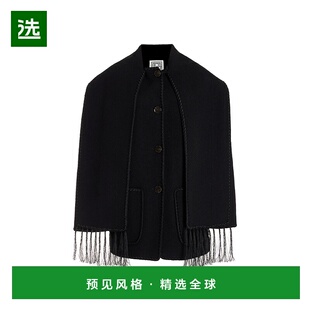 1h可退 香港直邮TOTÊME 女士 刺绣羊毛混纺围巾领夹克 black黑色