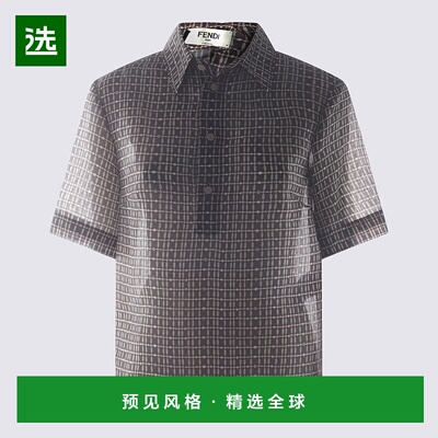 1h可退 香港直邮FENDI芬迪女士网眼丝绸衬衫FS8240AUP5短袖真丝