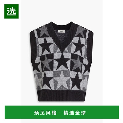 1h可退 香港直邮Sandro 女士 提花针织羊毛背心 SFPPU02022GRIS