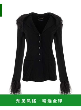 1h可退 香港直邮Alberta Ferretti 女士 黑色绉纱西装外套 A05216