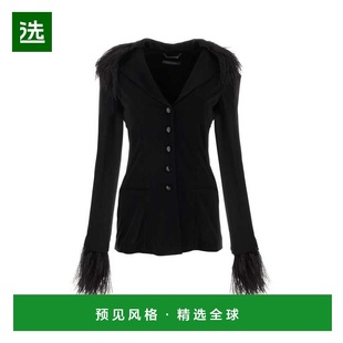 1h可退 香港直邮Alberta Ferretti 女士 黑色绉纱西装外套 A05216