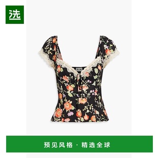 蕾丝边印花薄纱上衣 1h可退 Rosella 女士 03001844 香港直邮RIXO