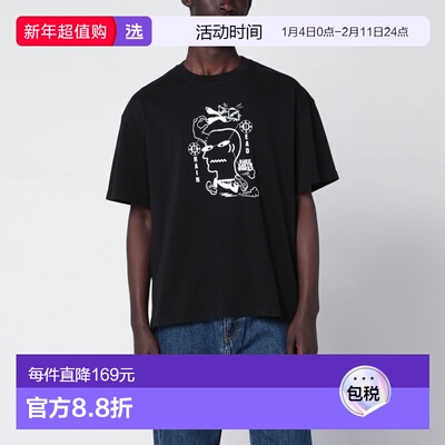 1h可退 香港直邮Brain Dead 男士 黑色带Logo印花T恤 BDF25TOO004