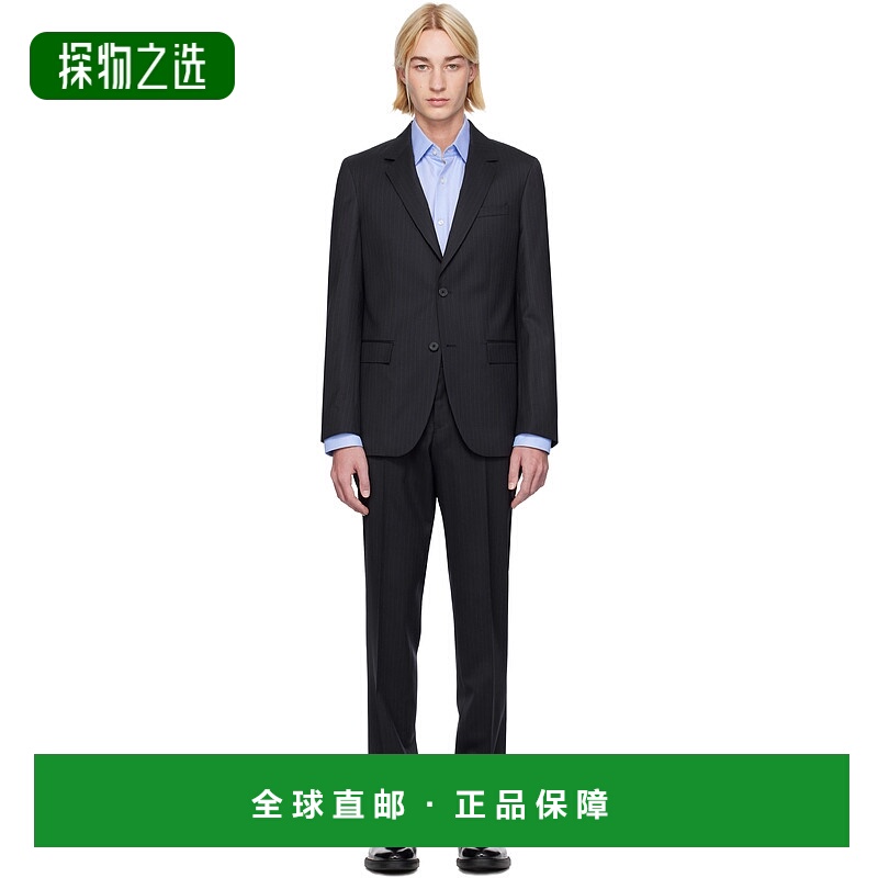 1h可退 香港直邮BOSS 波士 男士 海军蓝条纹西服套装 50537405