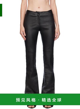 1h可退 【美国直邮】GCDS 黑色多拉链紧身真皮裤 女装休闲裤 2423
