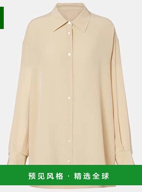 1h可退 香港直邮The Row 女士 Luka crêpe 真丝衬衫 yellow黄色