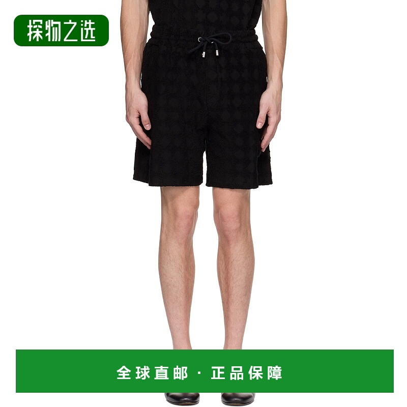 1h可退 香港直邮AMIRI 男士 黑色 MA Quad Toweling 短裤 AMJYSH1