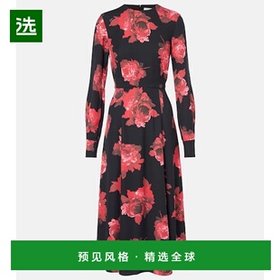 1h可退 香港直邮Erdem 女士 crêpe 花朵中长连衣裙 red红色 舒适