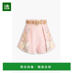 束带印花亚麻短裤 女士 9921ASS243PI 香港直邮ZIMMERMANN 1h可退