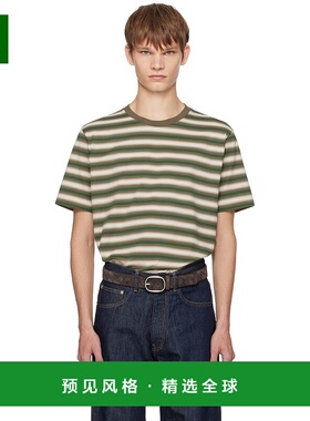 1h可退 香港直邮AURALEE 男士 棕色 & 绿色 Gradient Stripe Jers