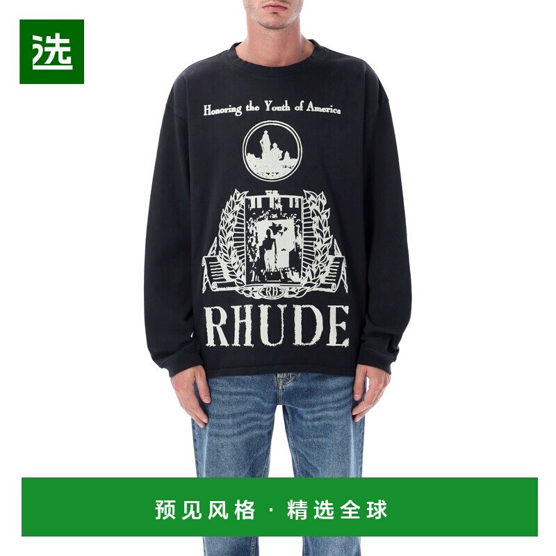 香港直邮RHUDE 男士T恤 RHFW25TT070123167 AW2025黑色卫衣 男装