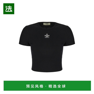 香港直邮FENDI 女士T恤 FS8110ANQMF0GME CO 黑色 T-Shirt Logo