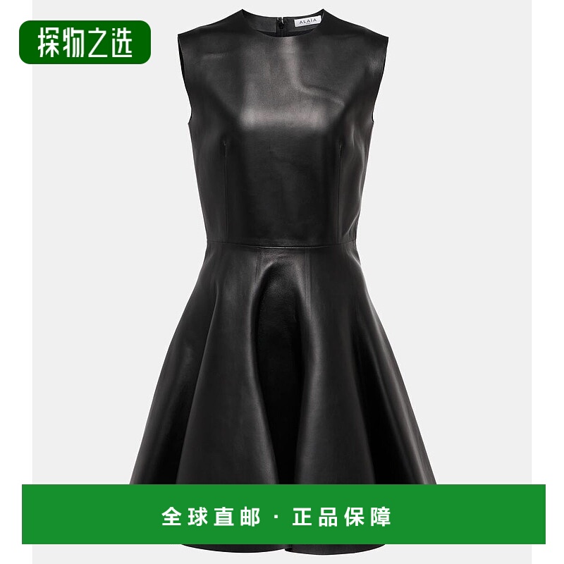 香港直邮Alaïa 女士 皮革迷你连衣裙 black黑色 舒适时尚