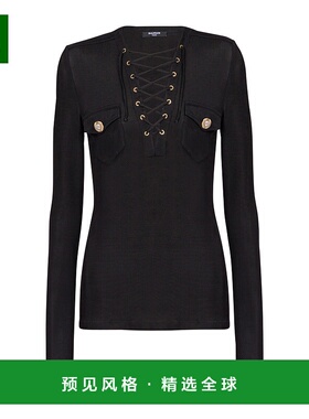 香港直邮Balmain 长袖系带上衣 FF1GD019JC55针织衫