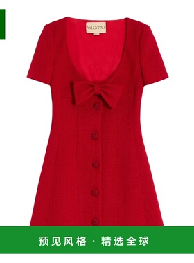 香港直邮Valentino 短袖连衣裙 BVAH3090Y华伦天奴羊毛