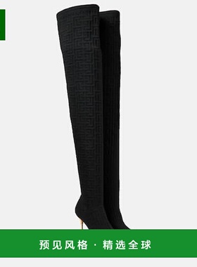 香港直邮Balmain 巴尔曼 女士 Moneta 交织图案网纱过膝靴子女靴