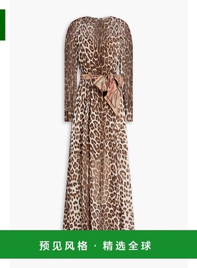 香港直邮ZIMMERMANN 女士 豹纹乔其纱长款连衣裙 7807DF241CHOCOL