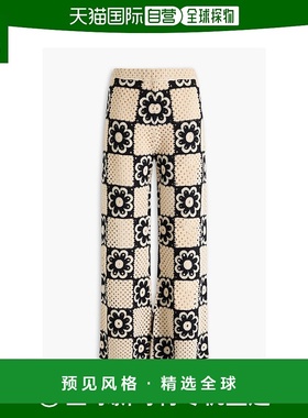 1h可退 香港直邮Sandro 女士 钩花棉混纺喇叭长裤 SFPPA01424BEIG