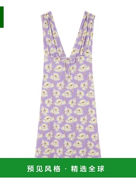 香港直邮Versace POPPIES V领迷笛连衣裙 10197751A13918新款印花