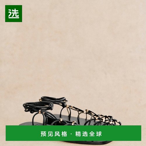 欧洲直邮Sezane 女士黑色羊皮凉鞋新款