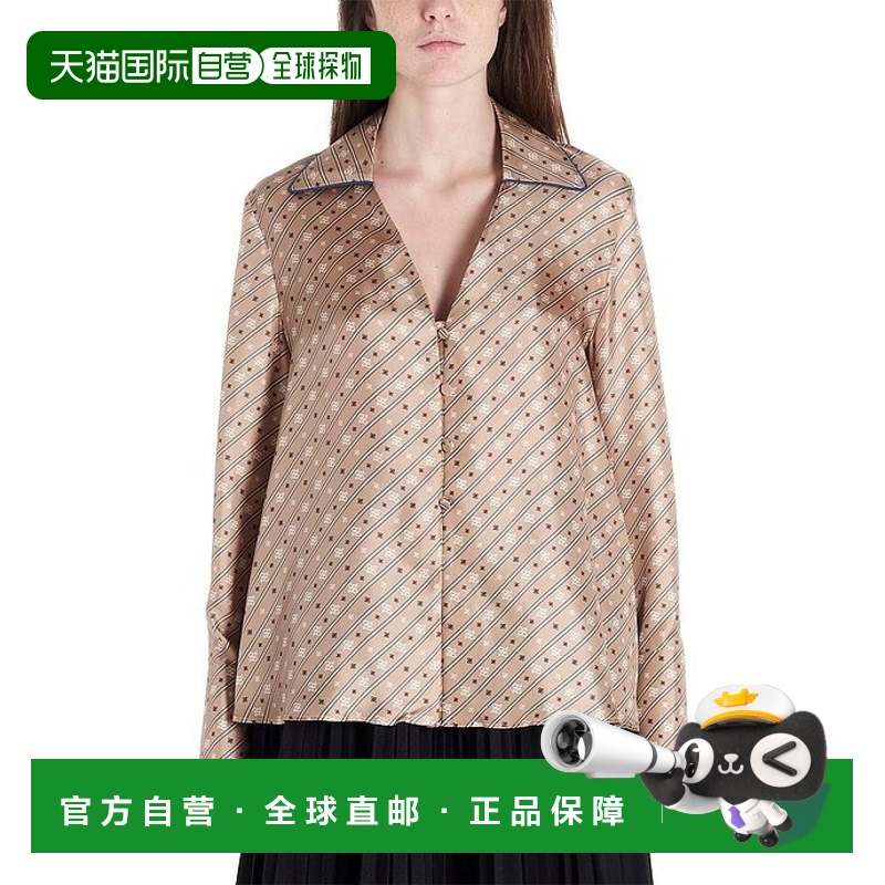 香港直邮Fendi 条纹印花V领衬衫 FS7246A9DR真丝