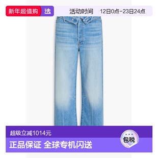 1h可退 香港直邮mother 女士 Dodger 折叠高腰直筒牛仔裤 1112825