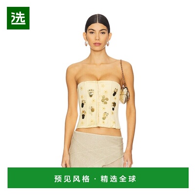 1h可退 香港直邮Danielle Guizio 女士 精饰缎面紧身胸衣 S25109W