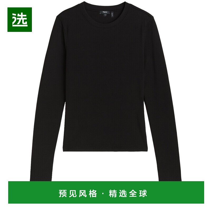 香港直邮THEORY 女士衬衫 L1024522001 SS2026 黑色 徽标长袖T恤图片