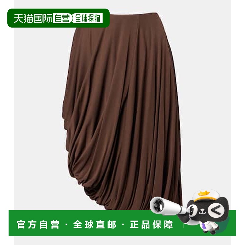 香港直邮LOEWE 罗意威 女士 垂褶中长半身裙 brown棕色 舒适时尚